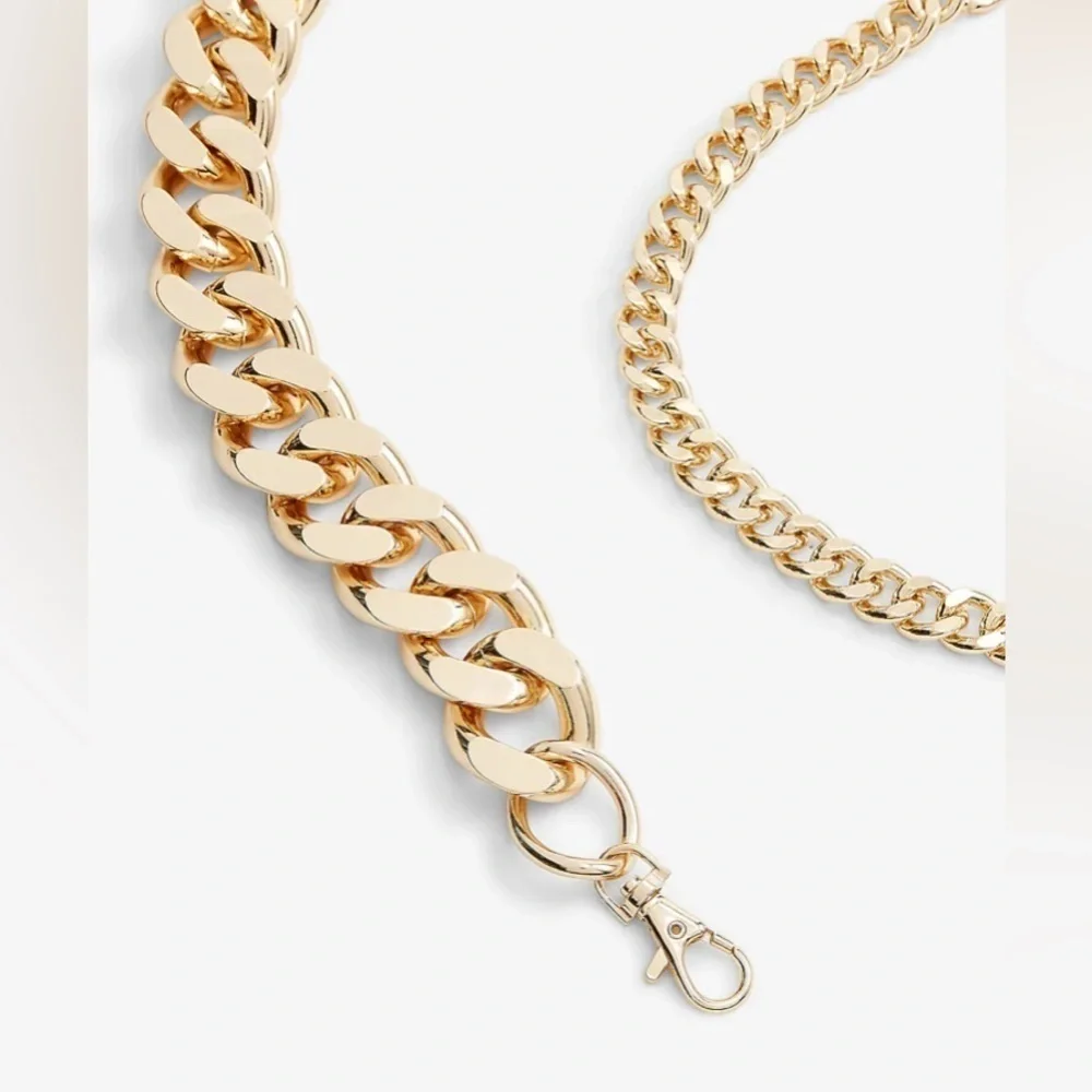 Express Faux Gold Chunky Thick Chain Belt Adjustable Fit Bold Statement Size S/M